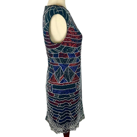AIDAN MATTOX BEADED GEOMETRIC SLEEVELESS MINI SHEATH DRESS NWT WOMEN'S SIZE 8 - Picture 13 of 16
